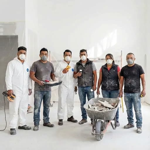 Technicians working together on a restoration site